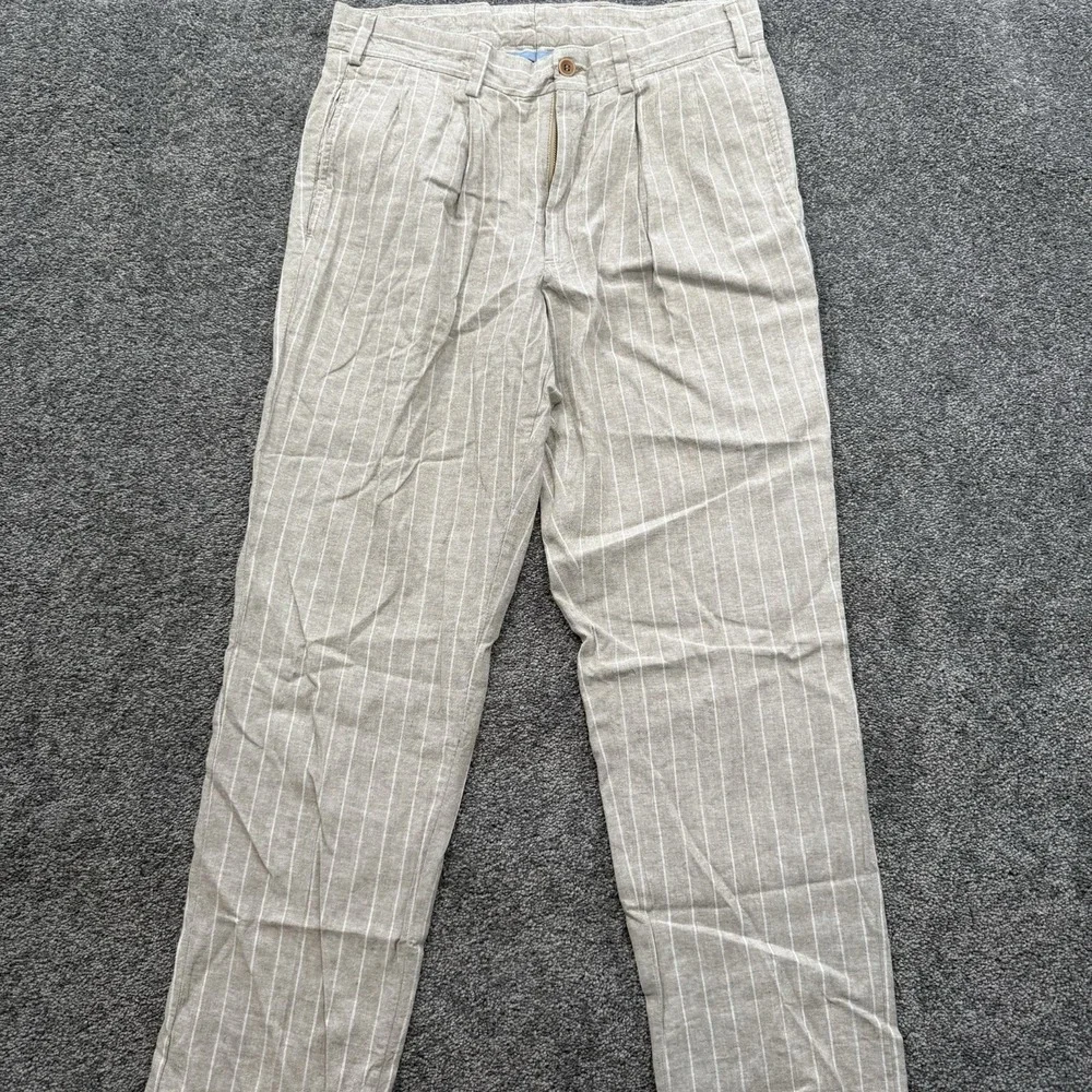 Mens 33 Bills Khakis M2P-DSBL Pants Pleated Derby Stripes Linen Cotton Striped